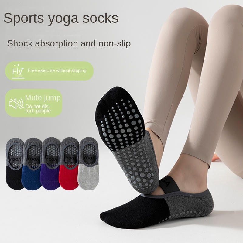 Yoga Fitness Yoga - ถุงเท้าโยคะมืออาชีพข้ามพรมแดน 5 คู่, ถุงเท้าฝ้ายแบบมีสายรัดซิลิโคนกันลื่นสำหรับพิลาทิส ฟิตเนส และเต้นรำ