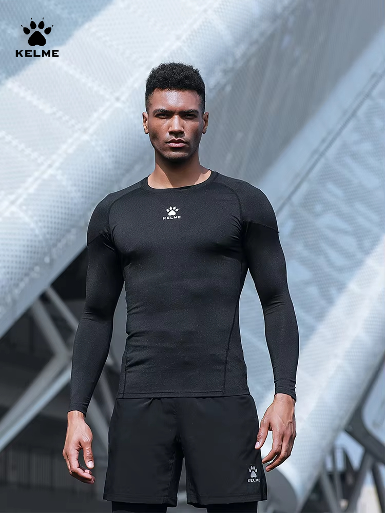 Yoga Fitness Gear - Kelme ผู้ชายเสื้อยืดวิ่งกลางแจ้งกีฬา Tights การบีบอัดฟิตเนสการฝึกอบรมโยคะแห้งเร็วแขนยาว Camping Hiking