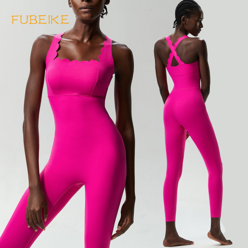 Yoga Fitness Body - FUBEIKE คลื่นเล็กความงามกลับโยคะฟิตเนสชิ้นเดียวของผู้หญิงขนาดบวกแน่นซูเปอร์ยืดกีฬาวิ่งเสื้อกั๊ก J umpsuit