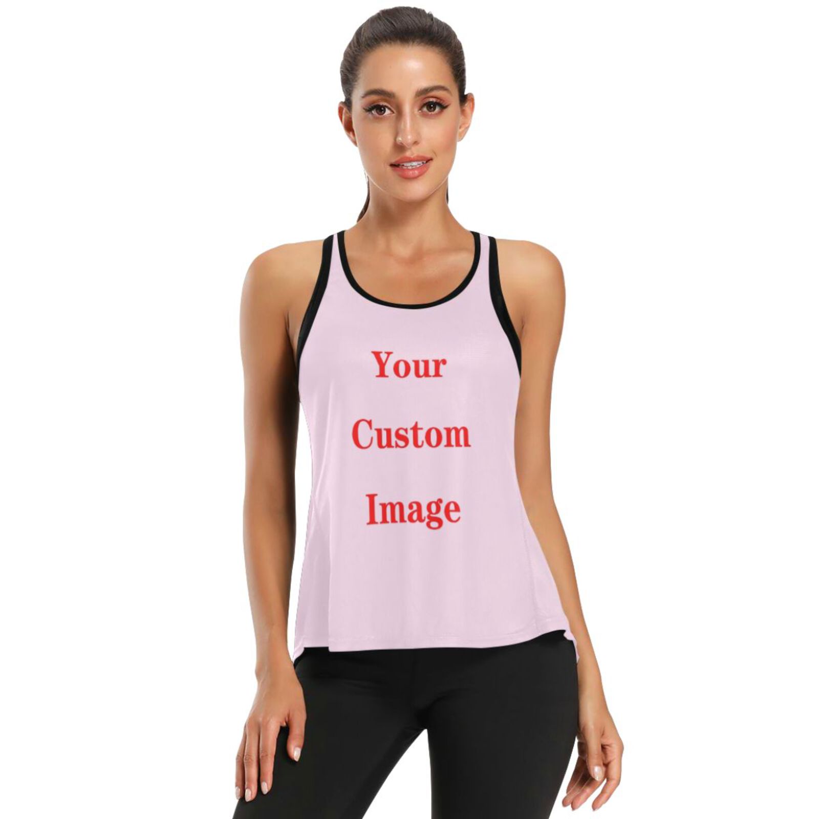 Yoga Fitness Images - 2025 Gym Topsผู้หญิงกีฬาภาพที่กําหนดเองBacklessเสื้อแขนกุดโยคะฟิตเนสวิ่งQuick Dry Tank Crop