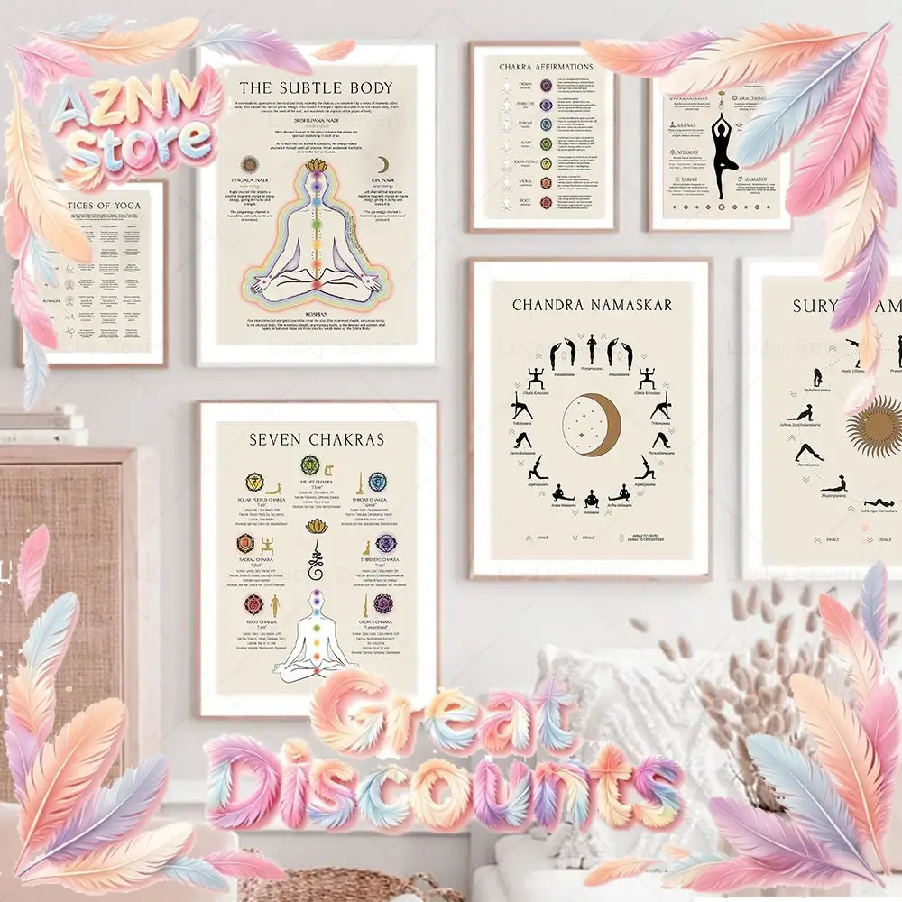 Zen Yoga Fitness - ภาพวาดบนผ้าใบ 2 มิติ โยคะ ท่าทักพระอาทิตย์ ฟิตเนส