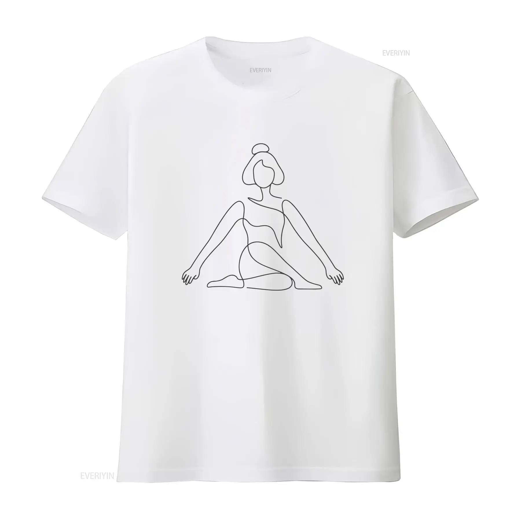 Zen Yoga Fitness - เสื้อยืดลายโยคะ One Line Yoga Pose สไตล์มินิมอล