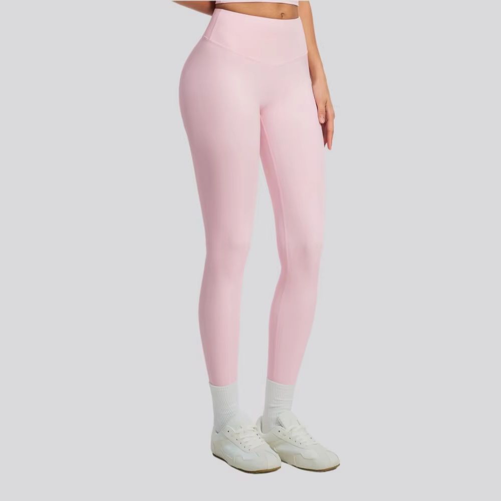 Yoga Fitness Leggings - กางเกงโยคะสีพื้นสำหรับผู้หญิง เอวสูง กางเกงออกกำลังกาย ระบายอากาศ ยืดหยุ่น เหมาะสำหรับวิ่งและออกกำลังกาย