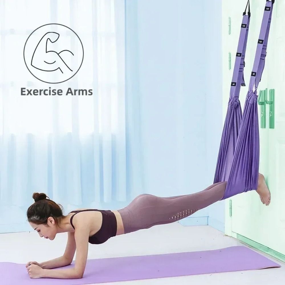 Yoga Swing Aerial - สายรัดโยคะแบบปรับได้สำหรับผู้หญิง สายยางยืดสำหรับแขวนประตู ใช้สำหรับโยคะแบบแขวน ฝึกความยืดหยุ่นแบบไร้แรงโน้มถ่วง