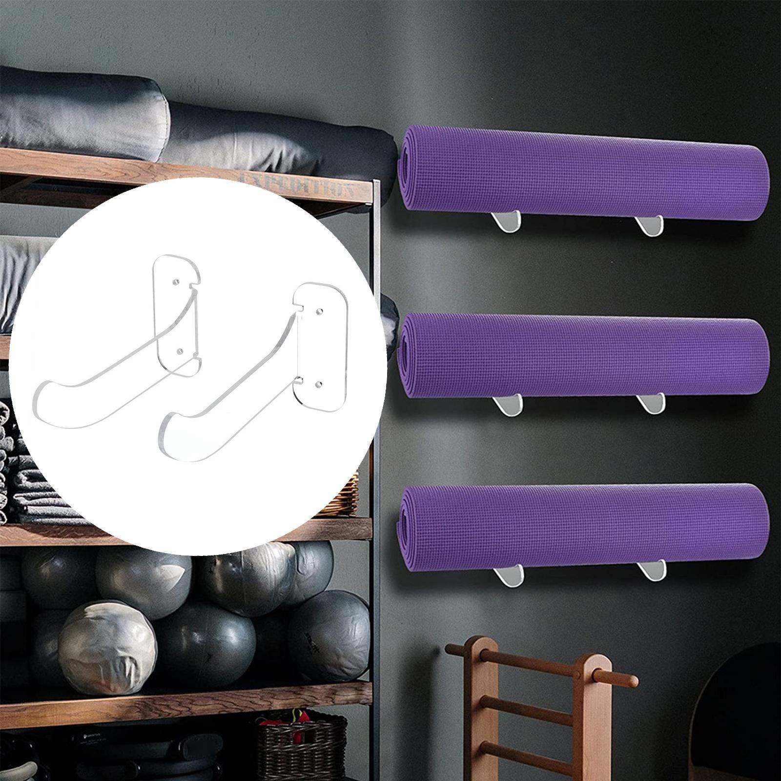 Yoga Fitness Class - ที่แขวนเสื่อโยคะแบบติดผนังสำหรับคลาสฟิตเนส ผ้าขนหนู และโฟมโรลเลอร์