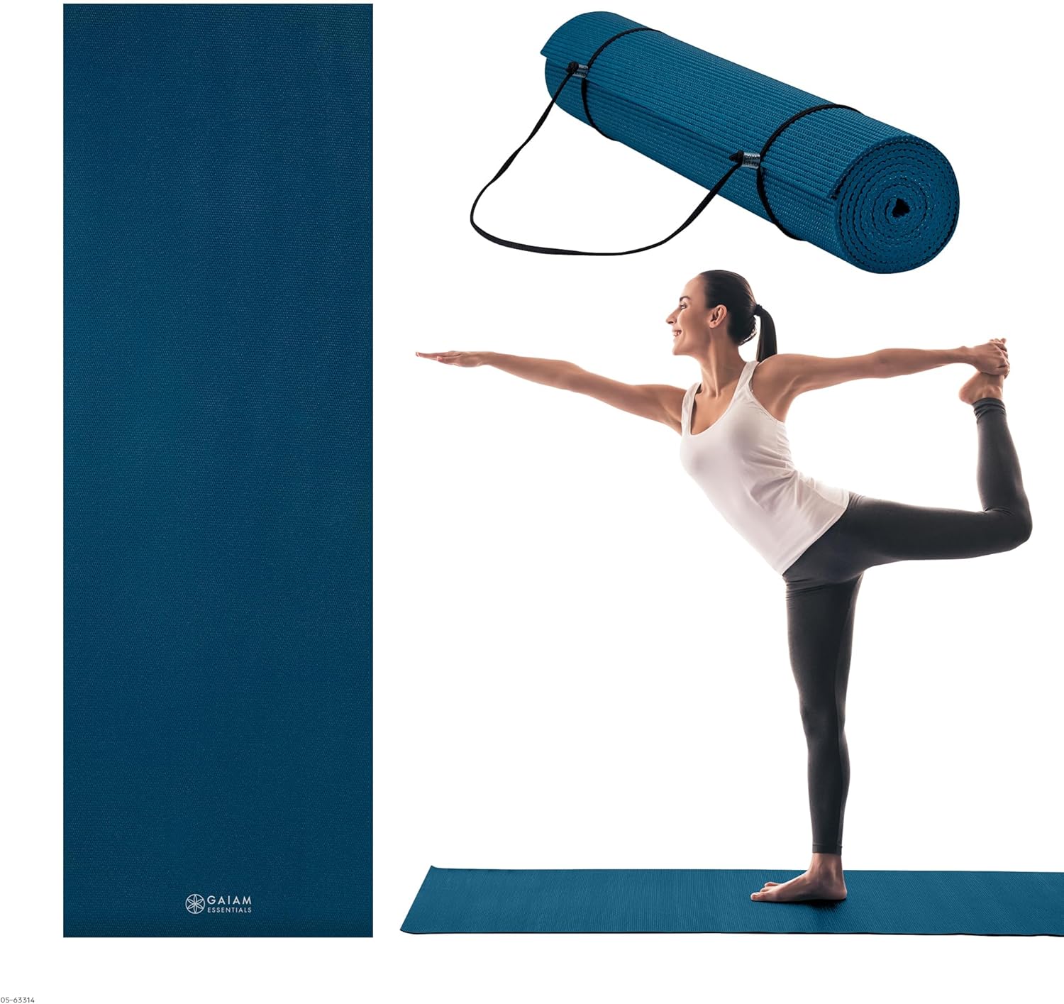 Yoga Fitness Images - เสื่อโยคะแบบบางขนาด 1/4 นิ้ว พร้อมสายสะพายสำหรับพิลาทิส ฟิตเนส และการออกกำลังกายในยิม
