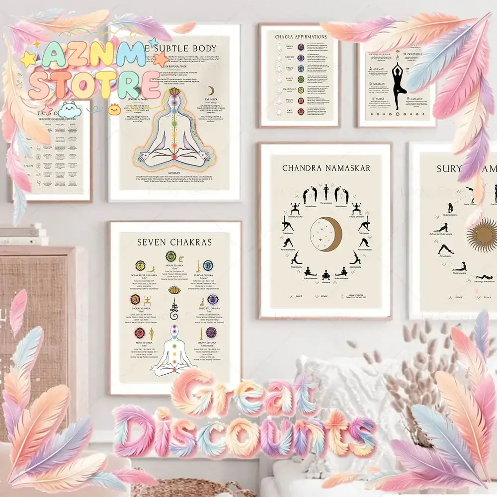 Zen Yoga Fitness - ภาพวาดบนผ้าใบ 2 มิติ โยคะ ท่าทักพระอาทิตย์ ฟิตเนส