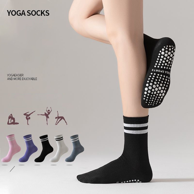 Yoga Fitness Yoga - ดรีมไลค์ลิน 1 คู่ถุงเท้าโยคะสำหรับผู้หญิงแบบกลางน่อง ถุงเท้ากันลื่น ระบายอากาศได้ดี และซับเหงื่อ