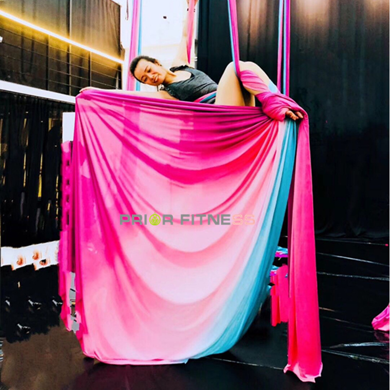 Yoga Swing Aerial - เปลญวนโยคะต้านแรงโน้มถ่วงแบบไล่เฉดสี, ผ้าผ้าไหม, อุปกรณ์ฉุดแกว่งอากาศ, 18เมตร, ฟิตเนส