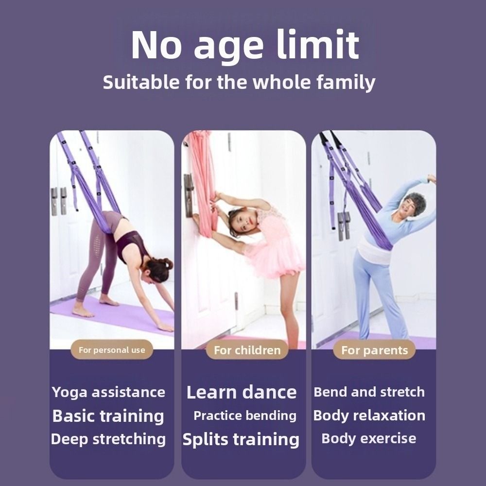 Yoga Swing Aerial - สายโยคะอากาศสำหรับผู้หญิงแบบปรับได้ ยืดหยุ่น ทนทาน ช่วยเสริมการฝึกโยคะอากาศ แบบแขวนประตู ป้องกันแรงโน้มถ่วง