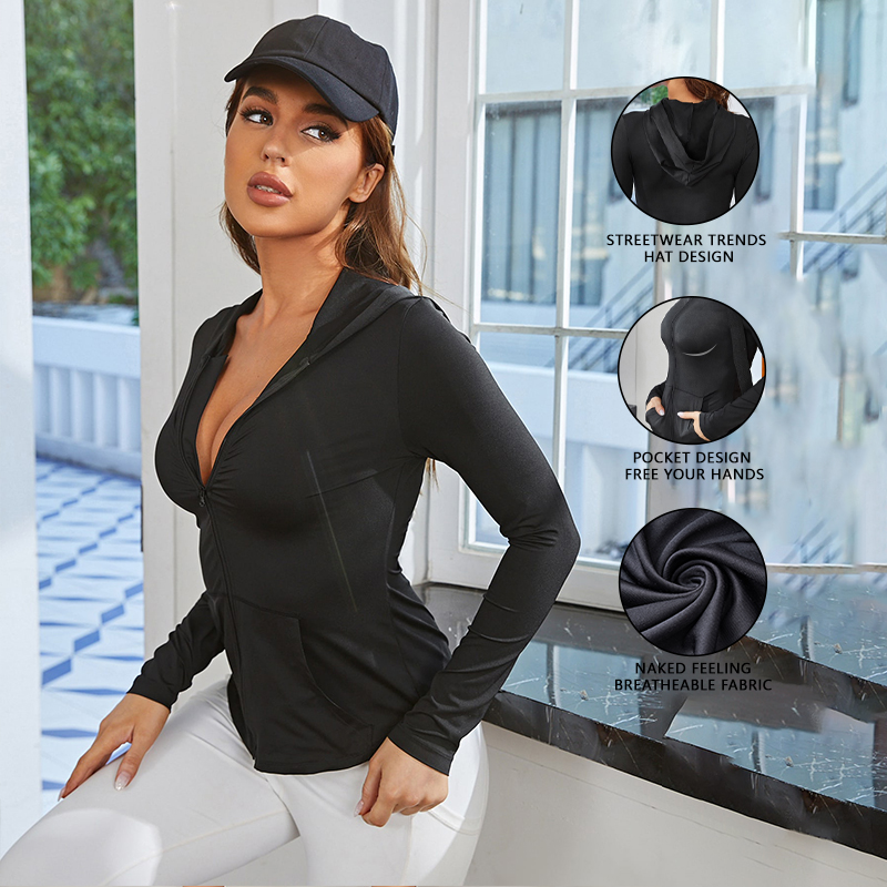 เสื้อโค้ทออกกำลังกายผู้หญิงสีด - Yoga Fitness Yoga บทวิจารณ์และราคา