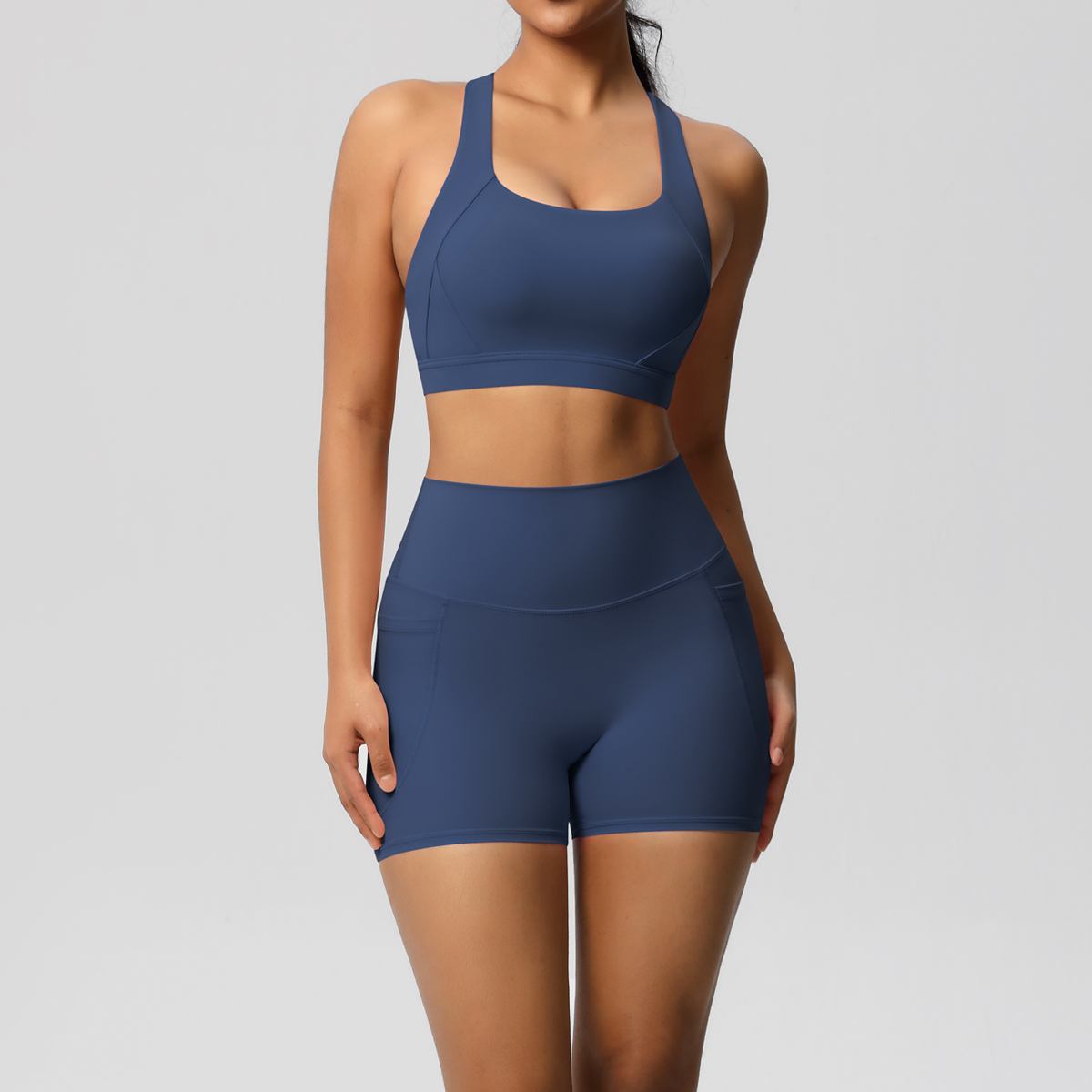 2PCS กีฬา Pocketed ชุดโยคะเสื้ - Yoga Fitness Leggings บทวิจารณ์และราคา