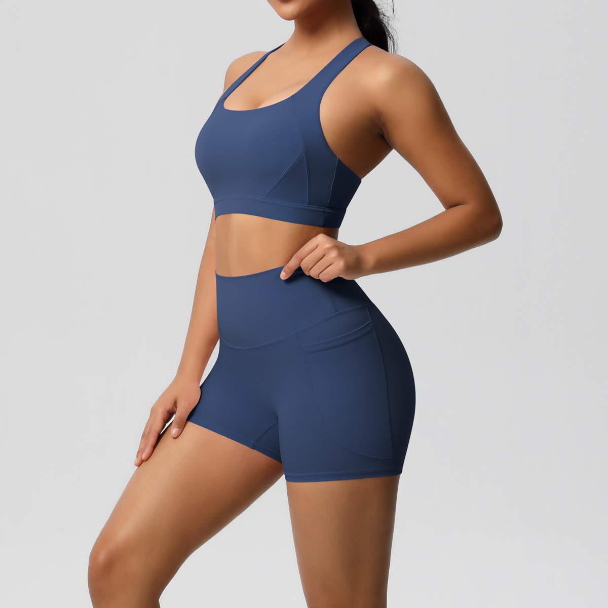 2PCS กีฬา Pocketed ชุดโยคะเสื้ - Yoga Fitness Leggings บทวิจารณ์และราคา